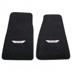 Footwell Mats, embroidered plush, black